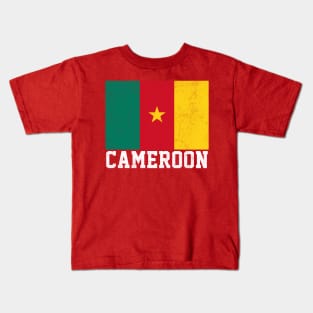 Cameroon / Vintage Look Flag Design Kids T-Shirt